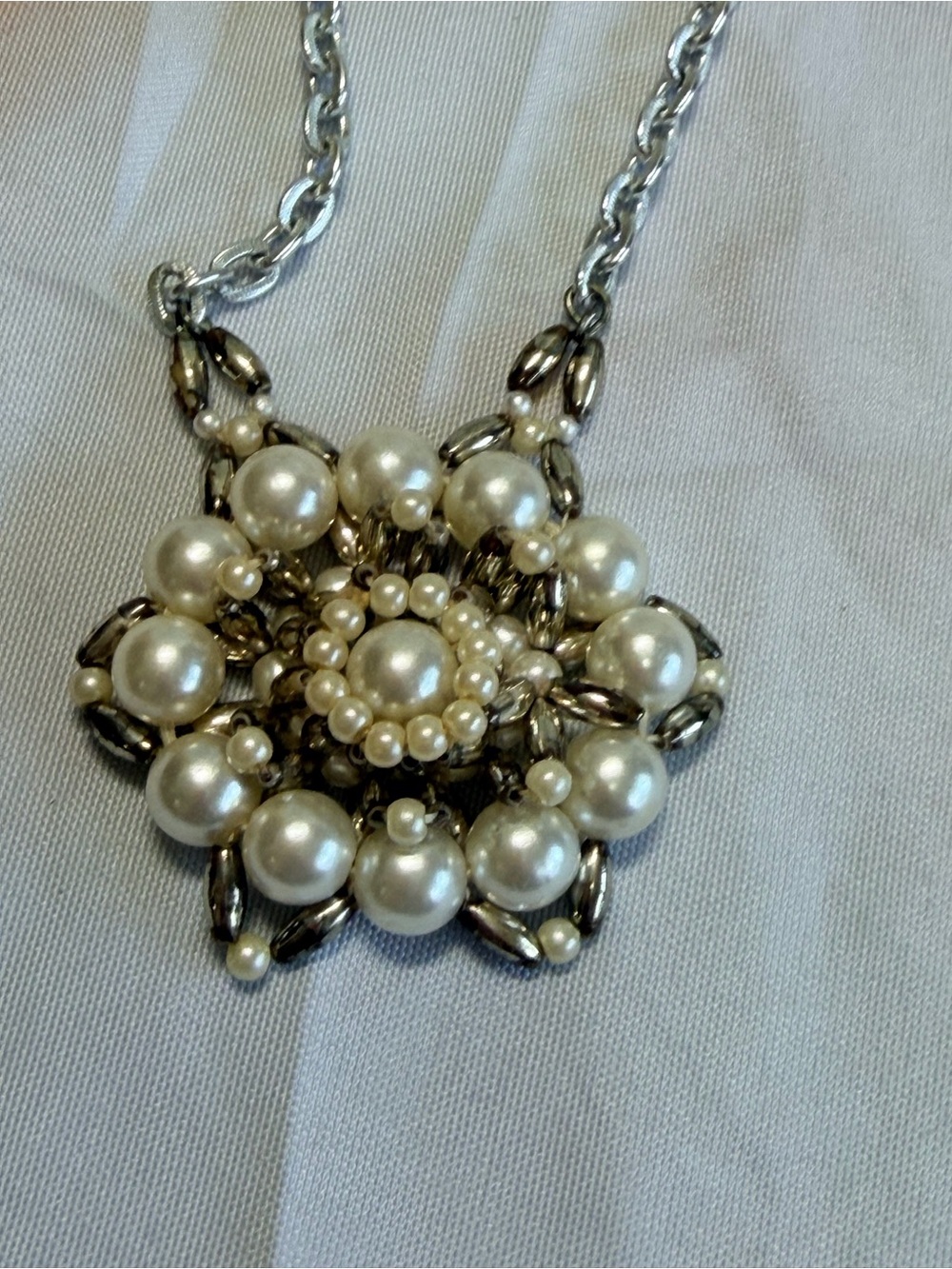 Vintage BoHo handmade Faux pearl necklace
